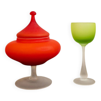 Coppa e giara vasi decorativi in vetro Murano satinato Anni '60