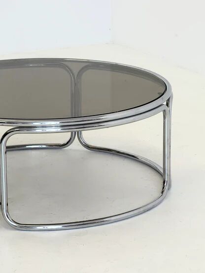 Space Age Coffee Table with Smoked Glass and Chrome