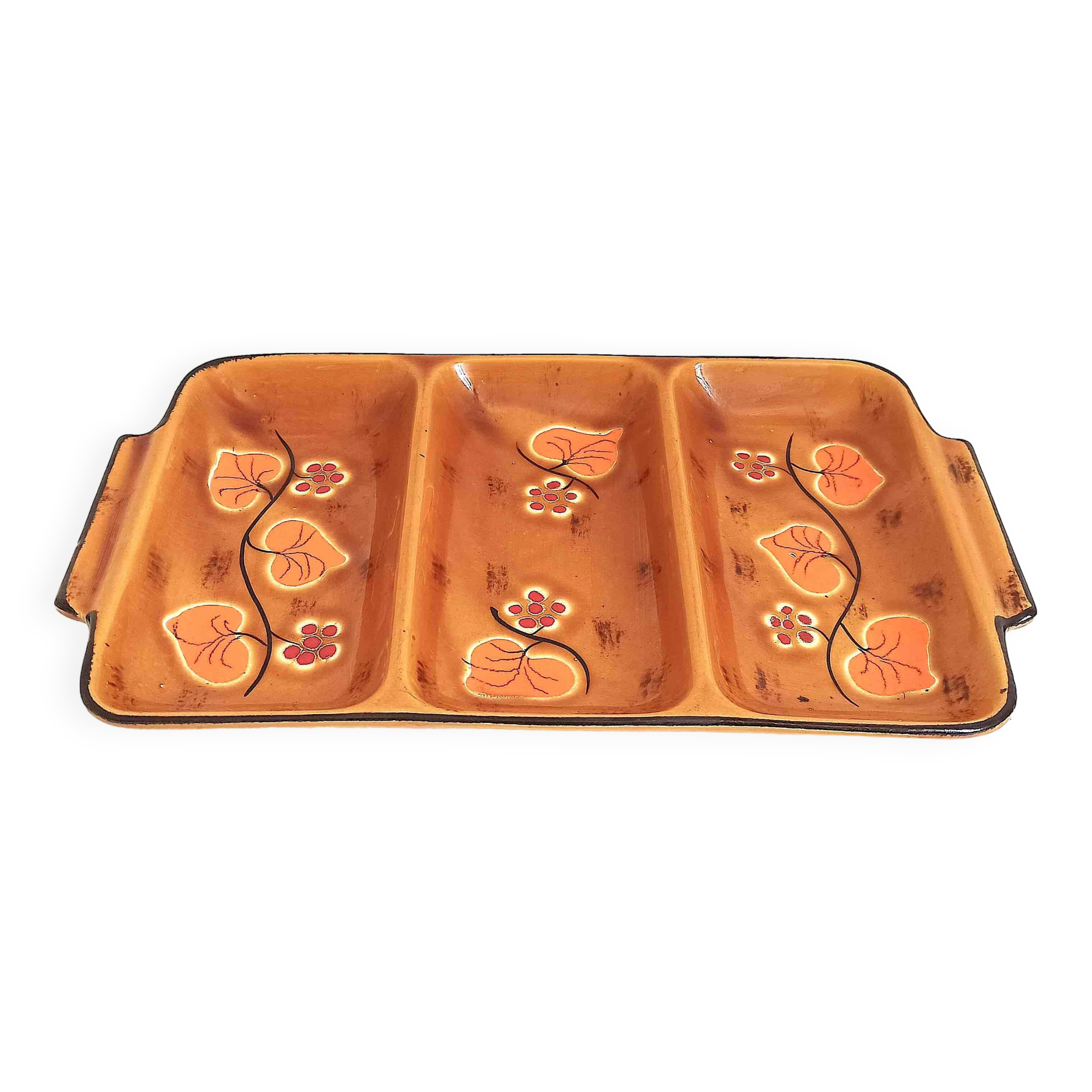 Poët Laval ceramic compartment dish 1960s