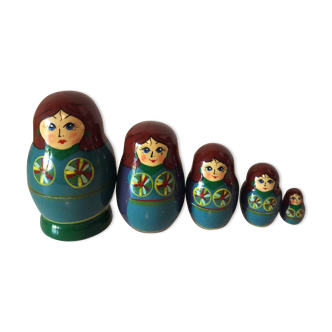 Vintage blue vintage vintage Russian Matriochkas dolls