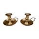 Set of 2 vintage hand candlesticks brass cellar rat
