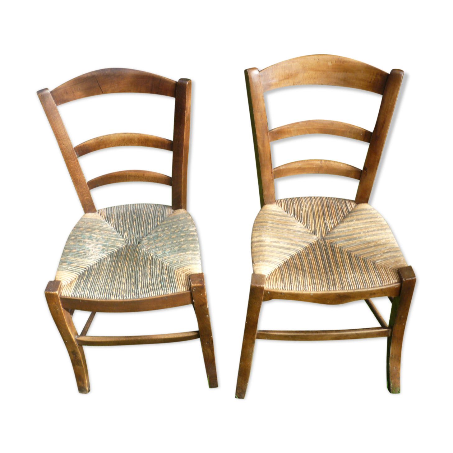 2 old Provençal-style straw chairs