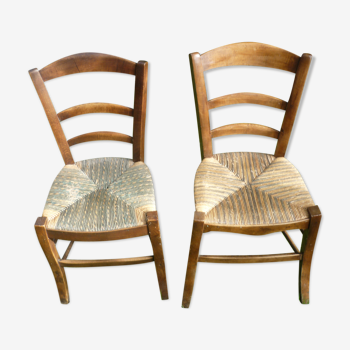 2 old Provençal-style straw chairs