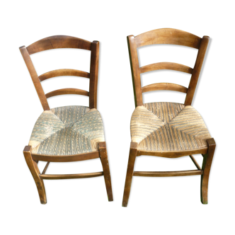 2 old Provençal-style straw chairs