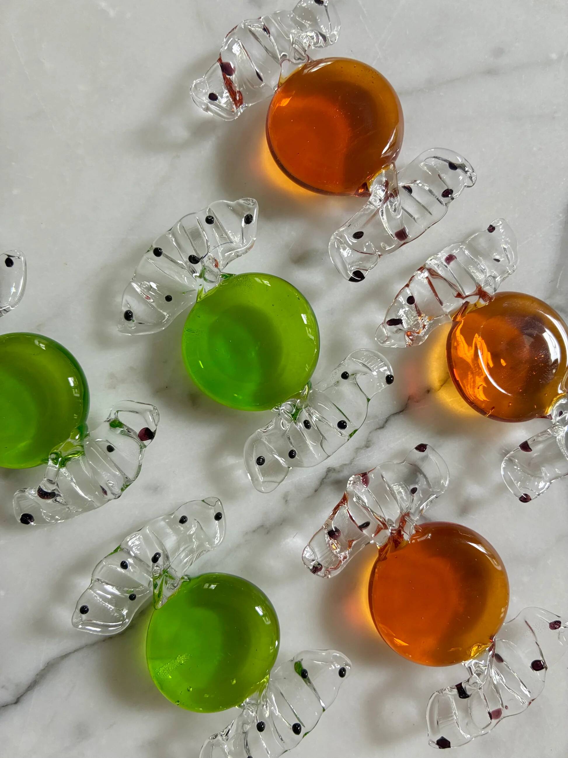 Six porte-couteaux "Bonbon" en verre de Murano - 1970.