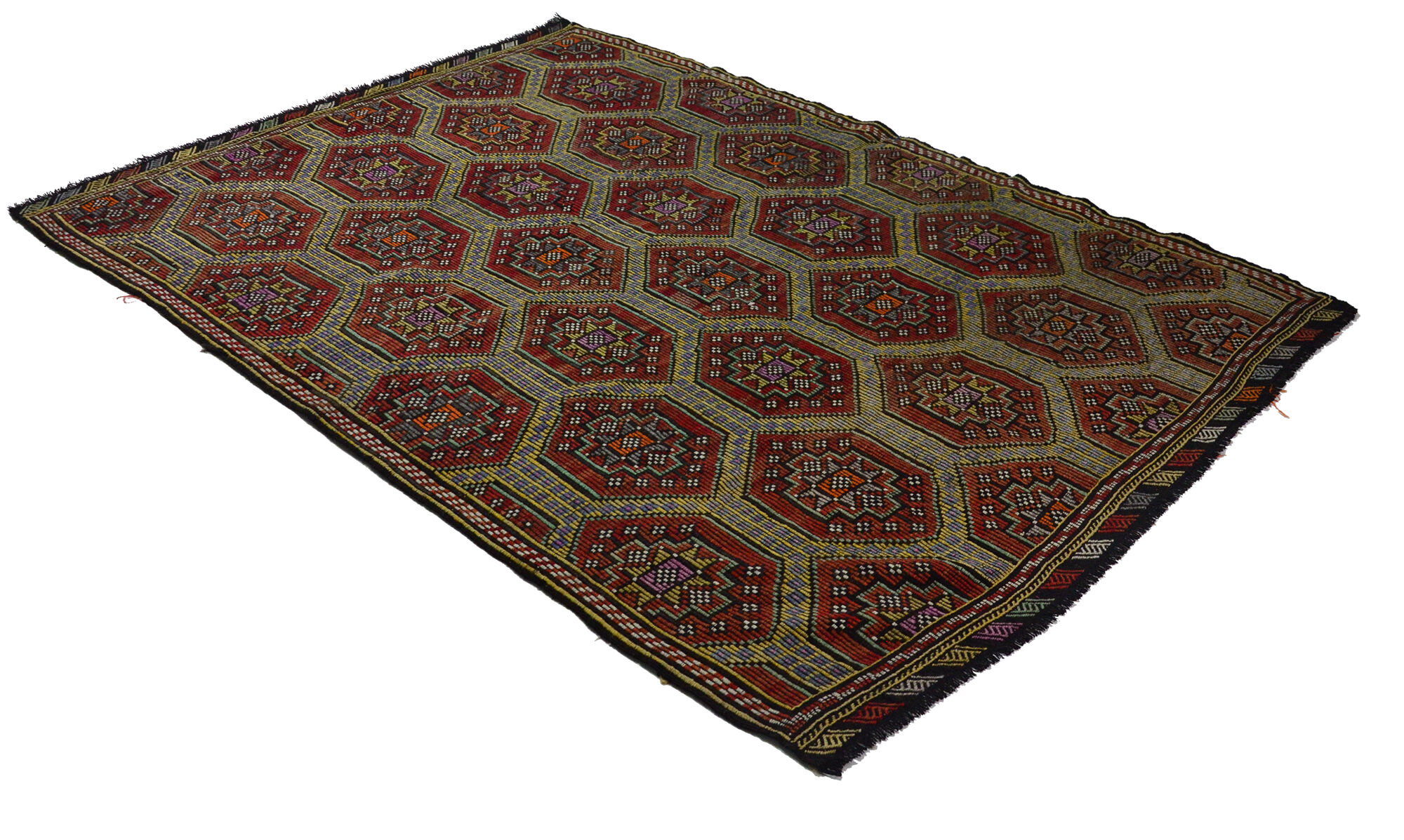 Anatolian handmade kilim rug 282 cm x 206 cm