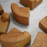 Leather modular sofa, 7 elements, 70s