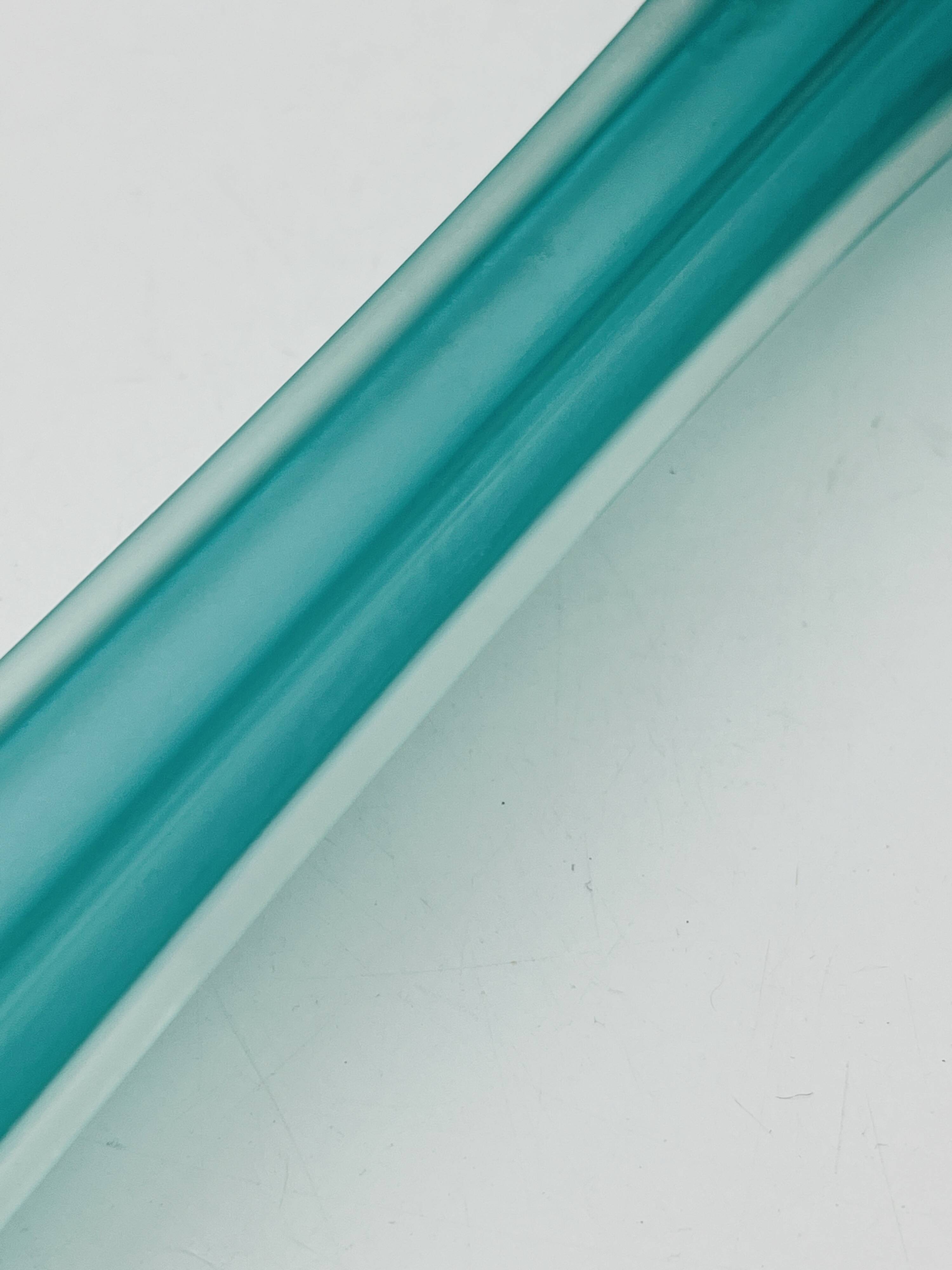 Turquoise glass soliflore in Murano style, Eiffel Tower shape.