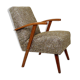 Vintage Lounge Chair Green Pattern Upholstery Refurbished, 1970s.