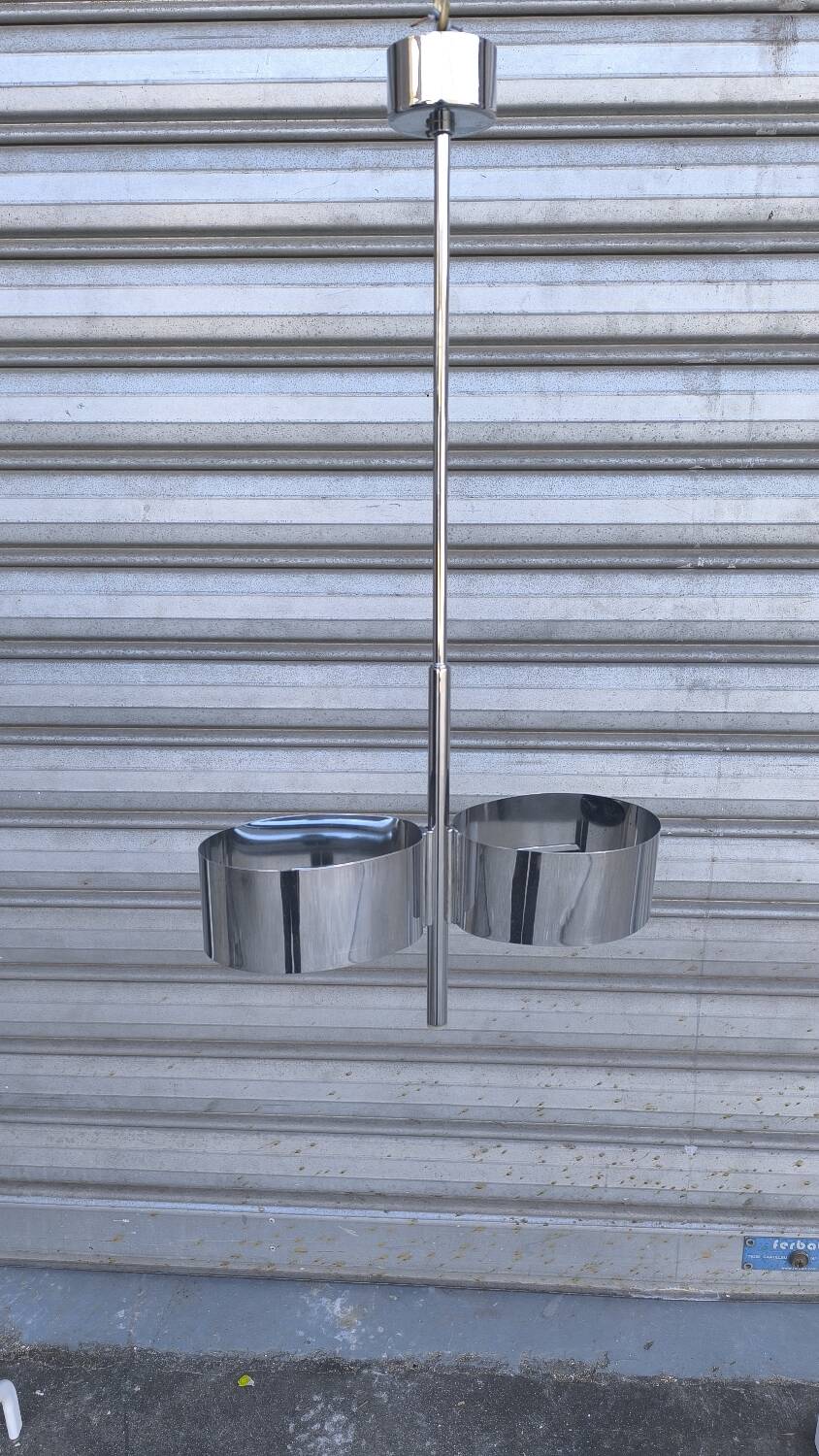 Space age chrome metal pendant light 1970