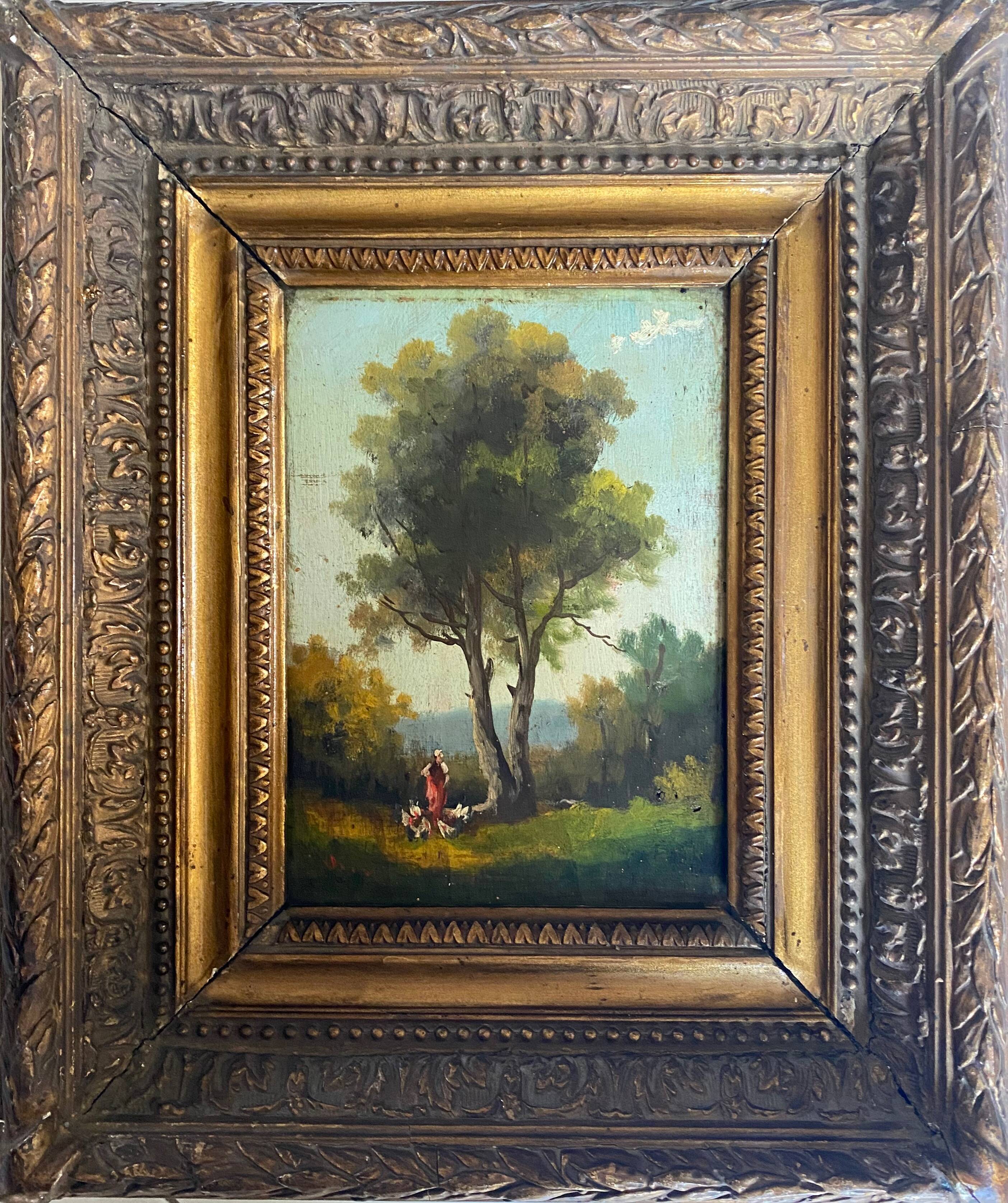 Table XIX° "Shepherdess and her hens" HSP & frame