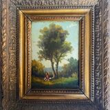 Table XIX° "Shepherdess and her hens" HSP & frame