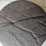 Pouf rond marron imitation cuir