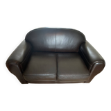 Brown leather club sofa