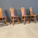 Vintage oak brutalist chairs, 1970s set of 4