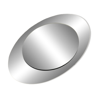 Italian vintage oval mirror with taupe tinted glass
