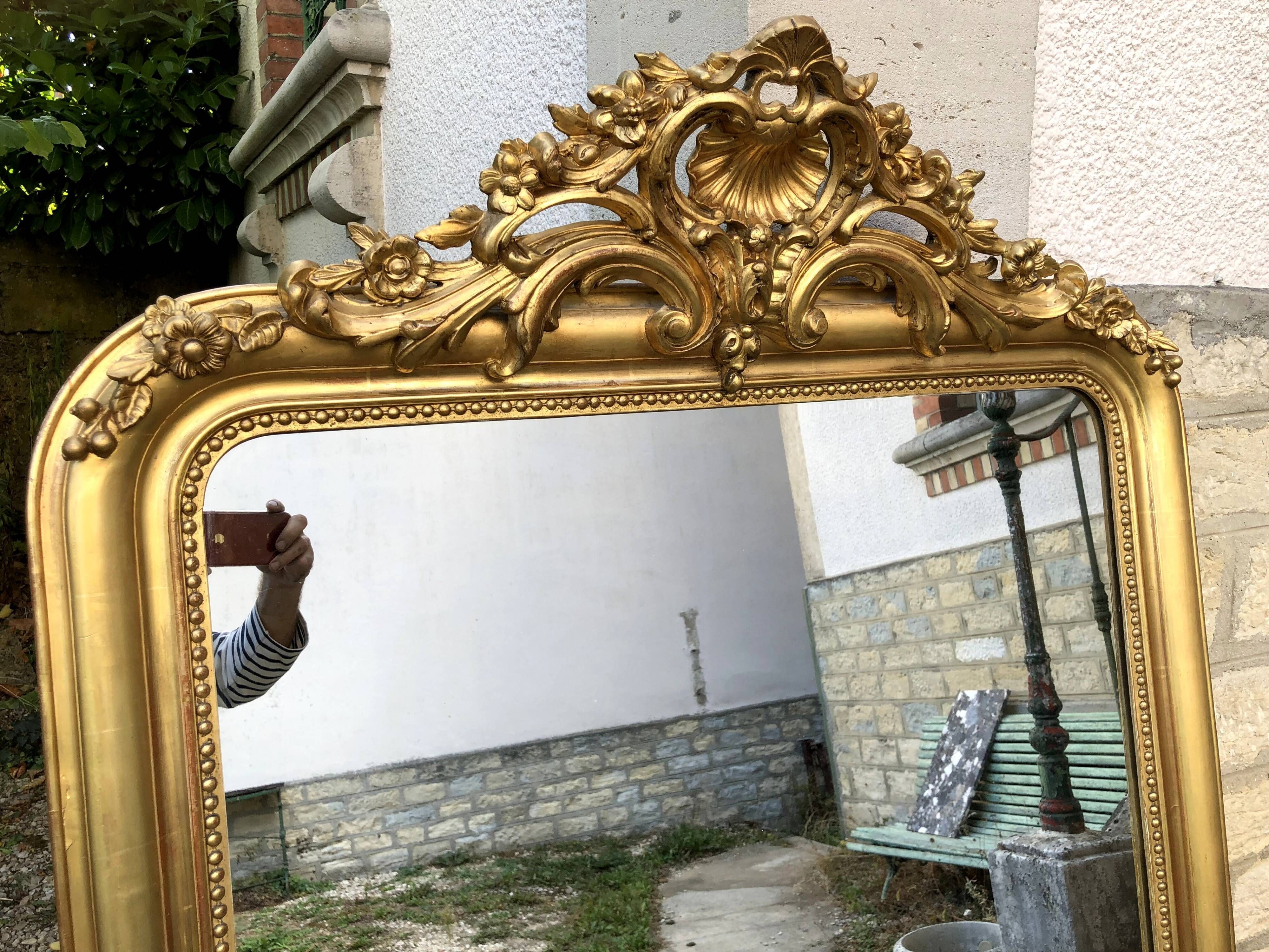 Mirror high 171 cm / 107 cm large mirror louis Philippe Golden has the sheet d gold