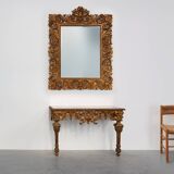 Large 20th Century Italian Baroque style richly decorated wall mirror