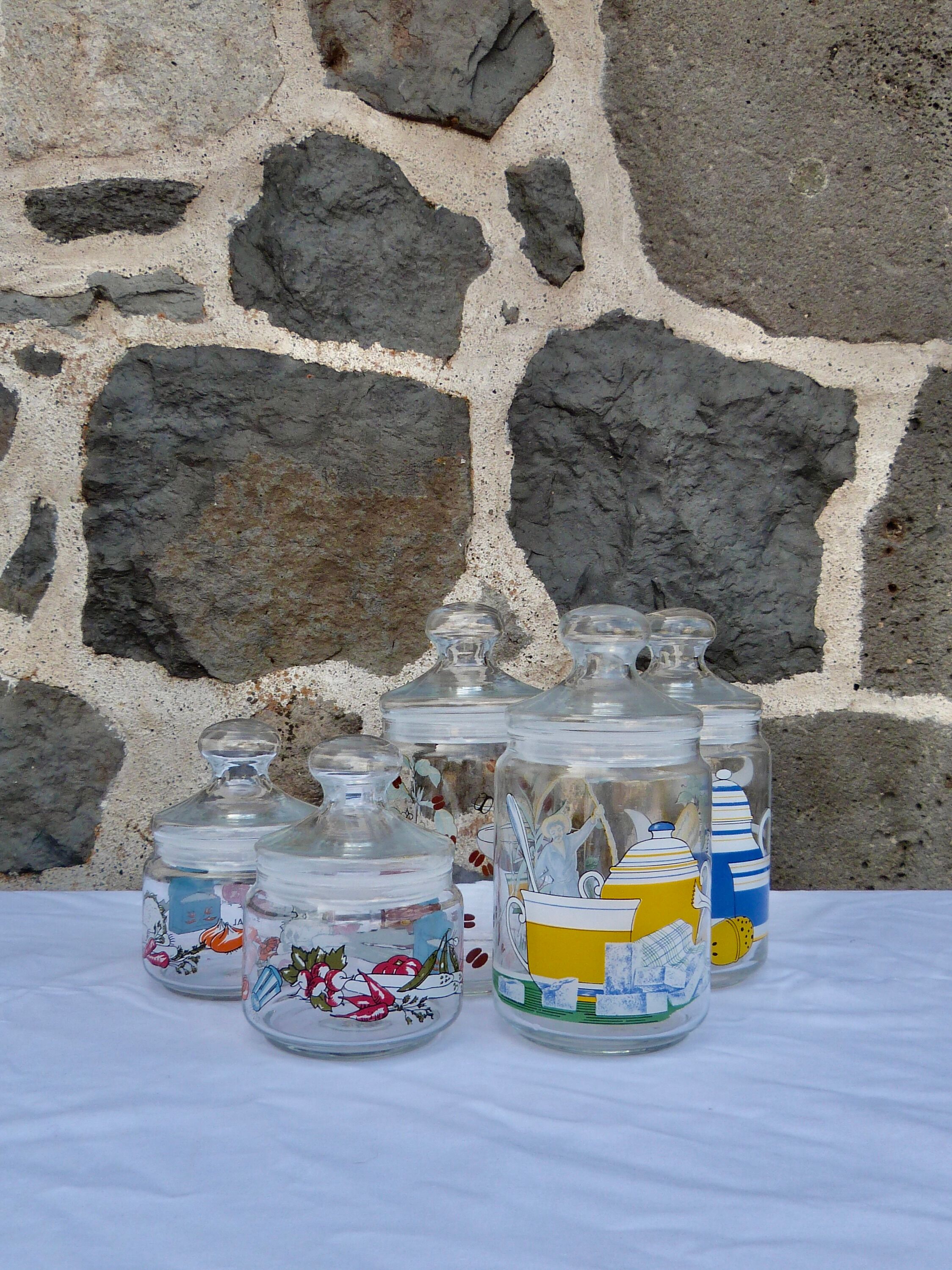 Set of 5 glass spice jars
