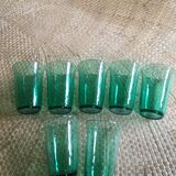 Series of 7 green glasses