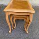 3 tables gigognes Louis XV en chêne massif clair et marqueterie 1950