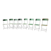 Lot de 8 chaises pliantes industrielles en métal peint vert