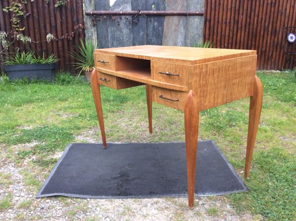 Coiffeuse art déco à plateau basculant estampillée Sanyas et popot.