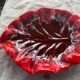 Leaf-shaped fruit cup, slip, enamelled ceramic stamped Vallauris, vintage 196