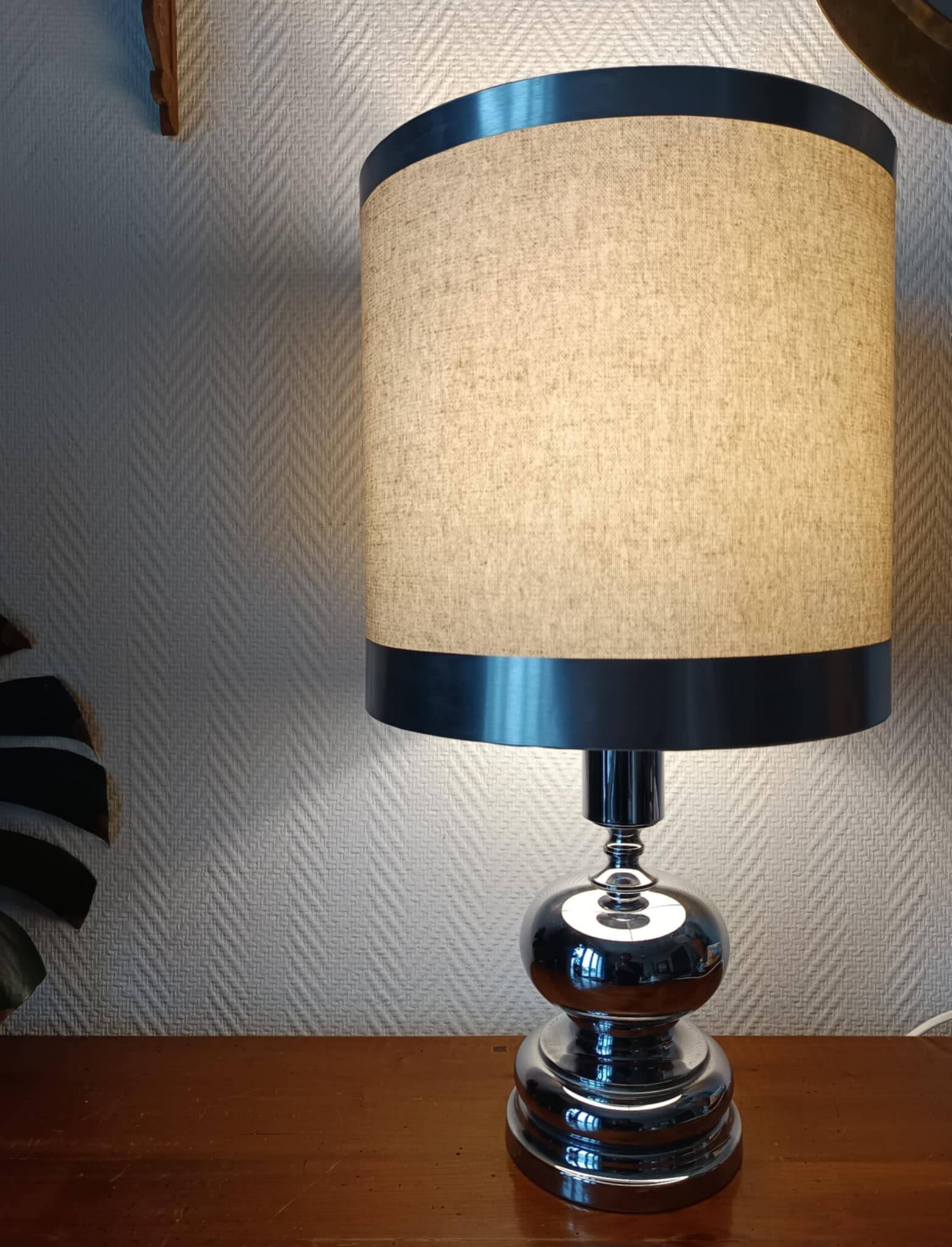 Chrome lamp in the style of Philippe Barbier, 1970.