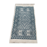 Handmade traditional white and blue carpet, 152x76 cm