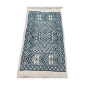 Tapis blanc et bleu traditionnel fait main, 152x76 cm