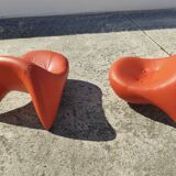 Pair of Luigi Colani armchairs - 9900 Easy Chair - orange leather - vintage -