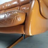 Scandinavian fawn leather sofa