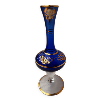 Soliflore verre bleu  avec camée