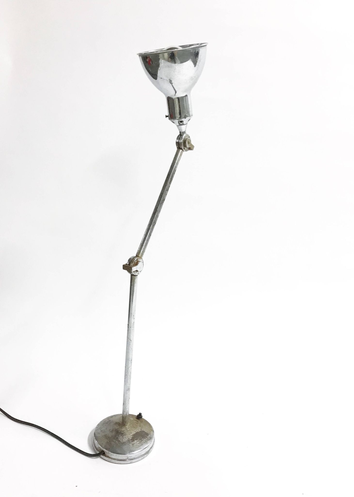 Vintage industrial chrome work light by AGI, 1930s