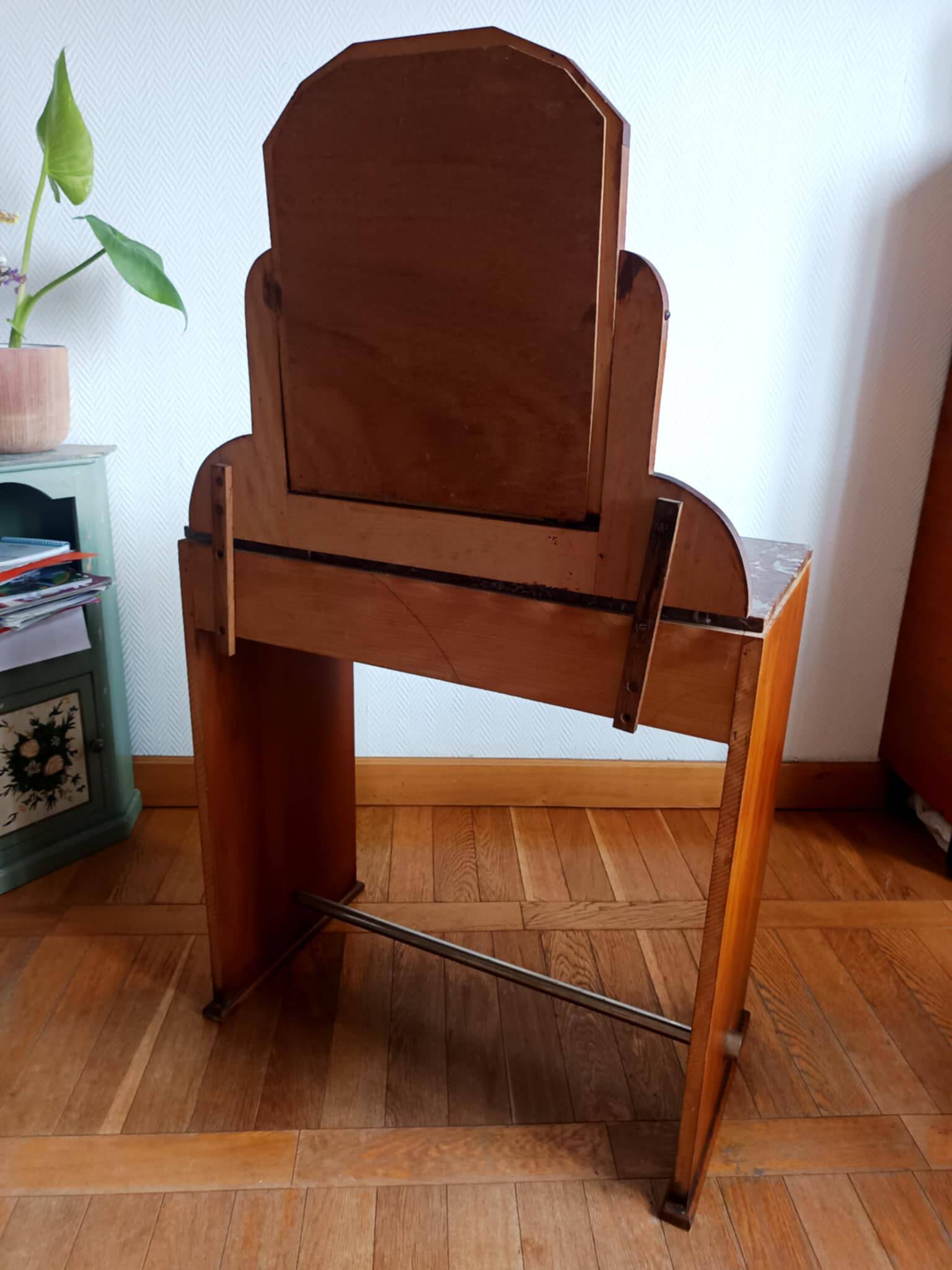 Coiffeuse art déco bois et marbre