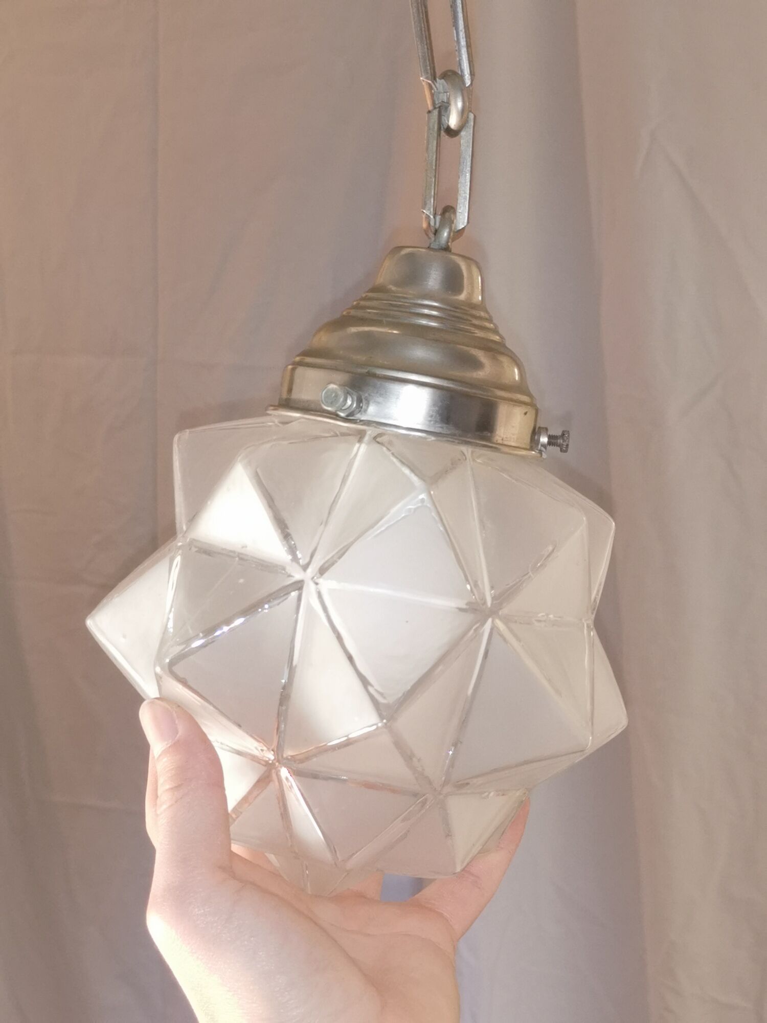 Star hanging in frosted glass and aluminum, 1960