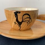 4 coffee cups and 4 sub cups zoomorphic ceramic animals Grandjean Jourdan Vallauris 1950