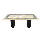 Italian vintage onyx marble floral dining table 'Edelweiss'