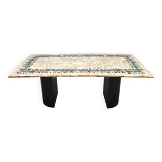 Italian vintage onyx marble floral dining table 'Edelweiss'