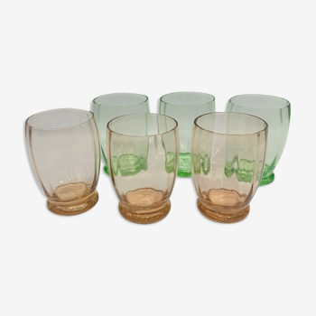 Set de 6 verres art déco années 1950