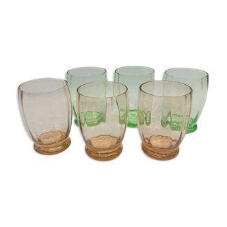 Set de 6 verres art déco années 1950