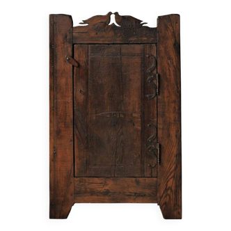 Carved furniture in solid chestnut, folk art, Ardèche