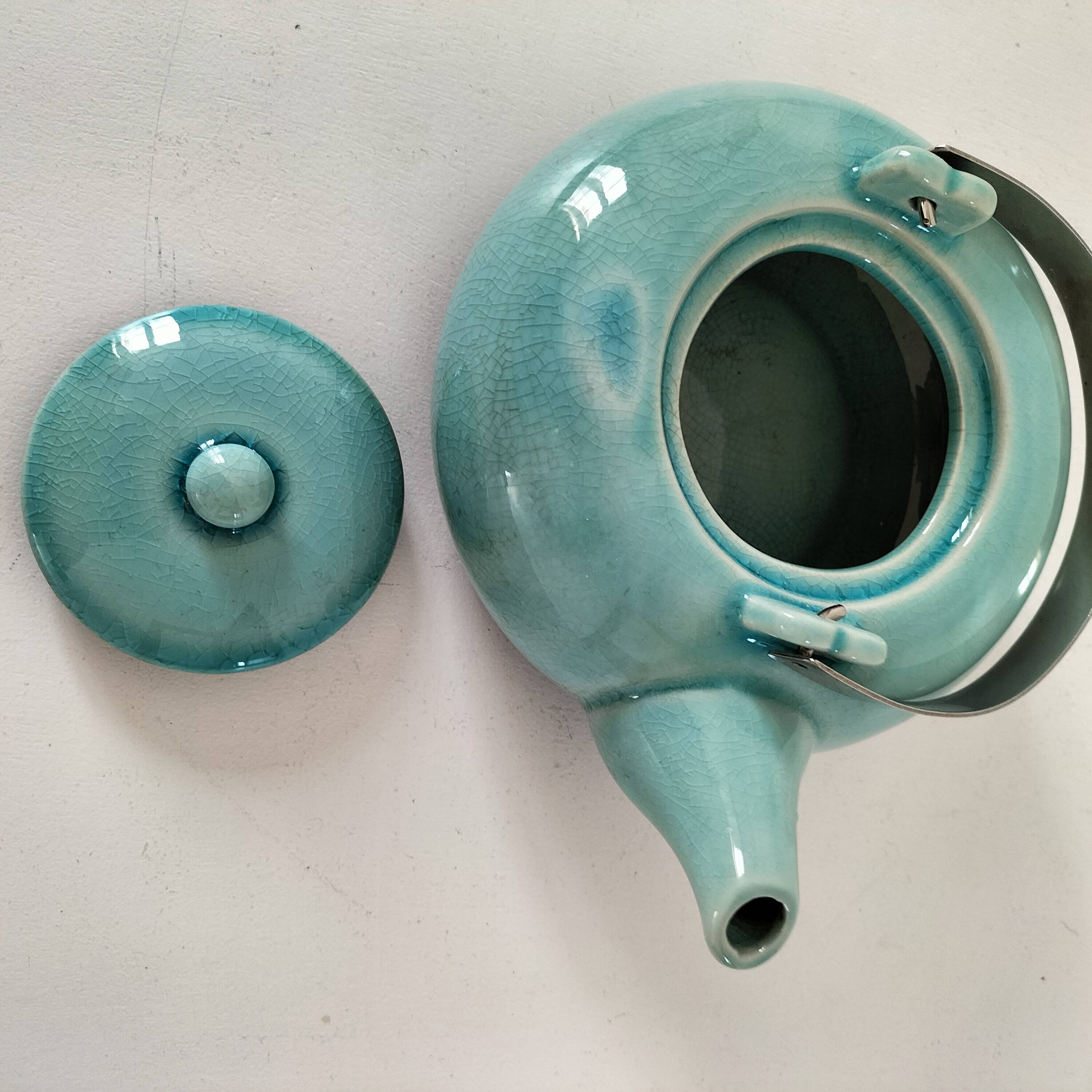 crackle effect ceramic teapot