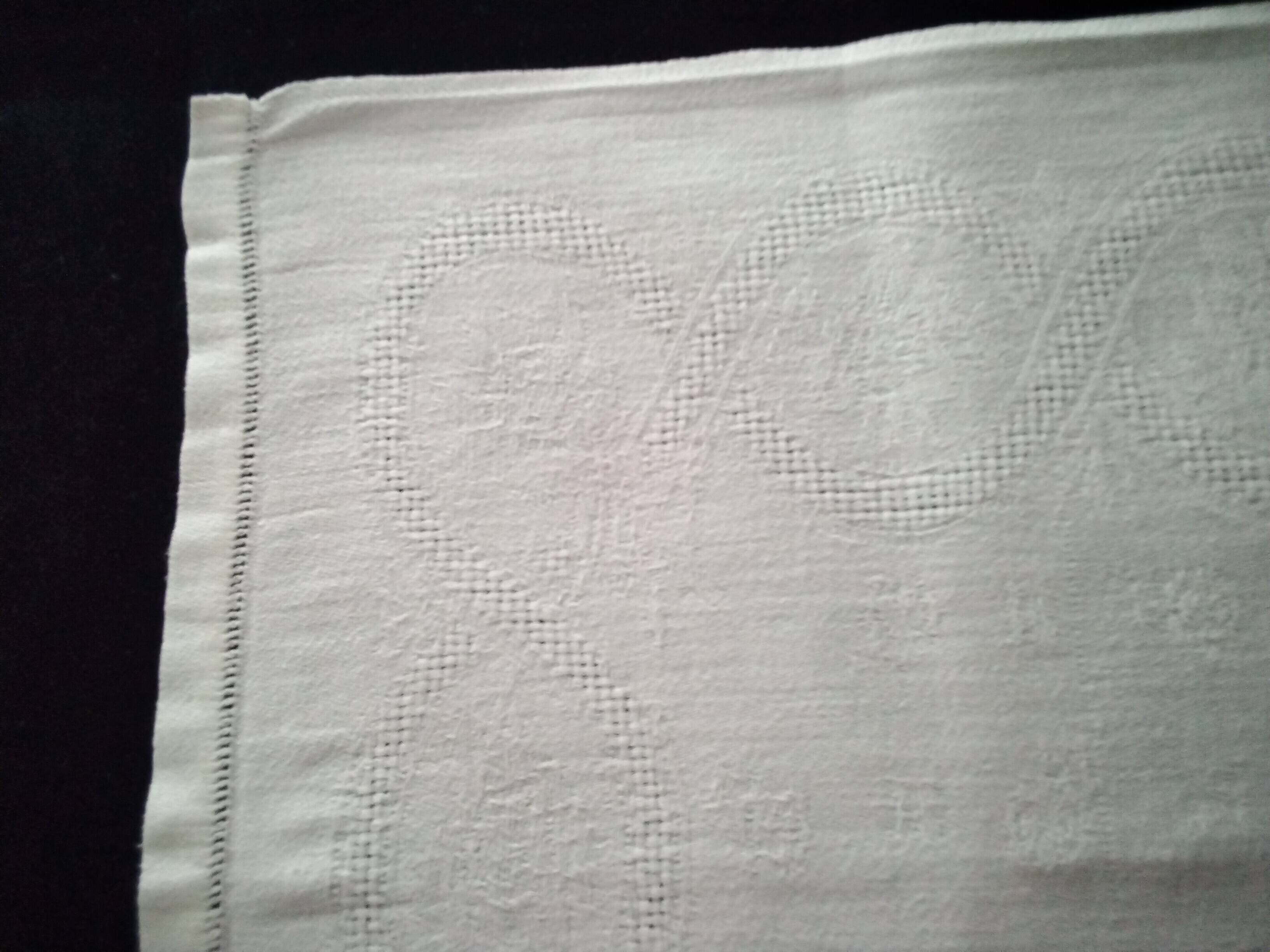 6 White Damask Cotton Napkins Monogram JC
