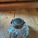 Inkwell in molded glass and vintage antique metal