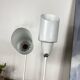 Pair of old industrial adjustable wall sconces in white metal.