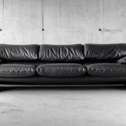 Maralunga black leather sofa 3 seater, Vico Magistretti for Cassina