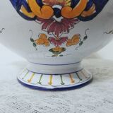Hand-painted old Rouen earthenware soup tureen