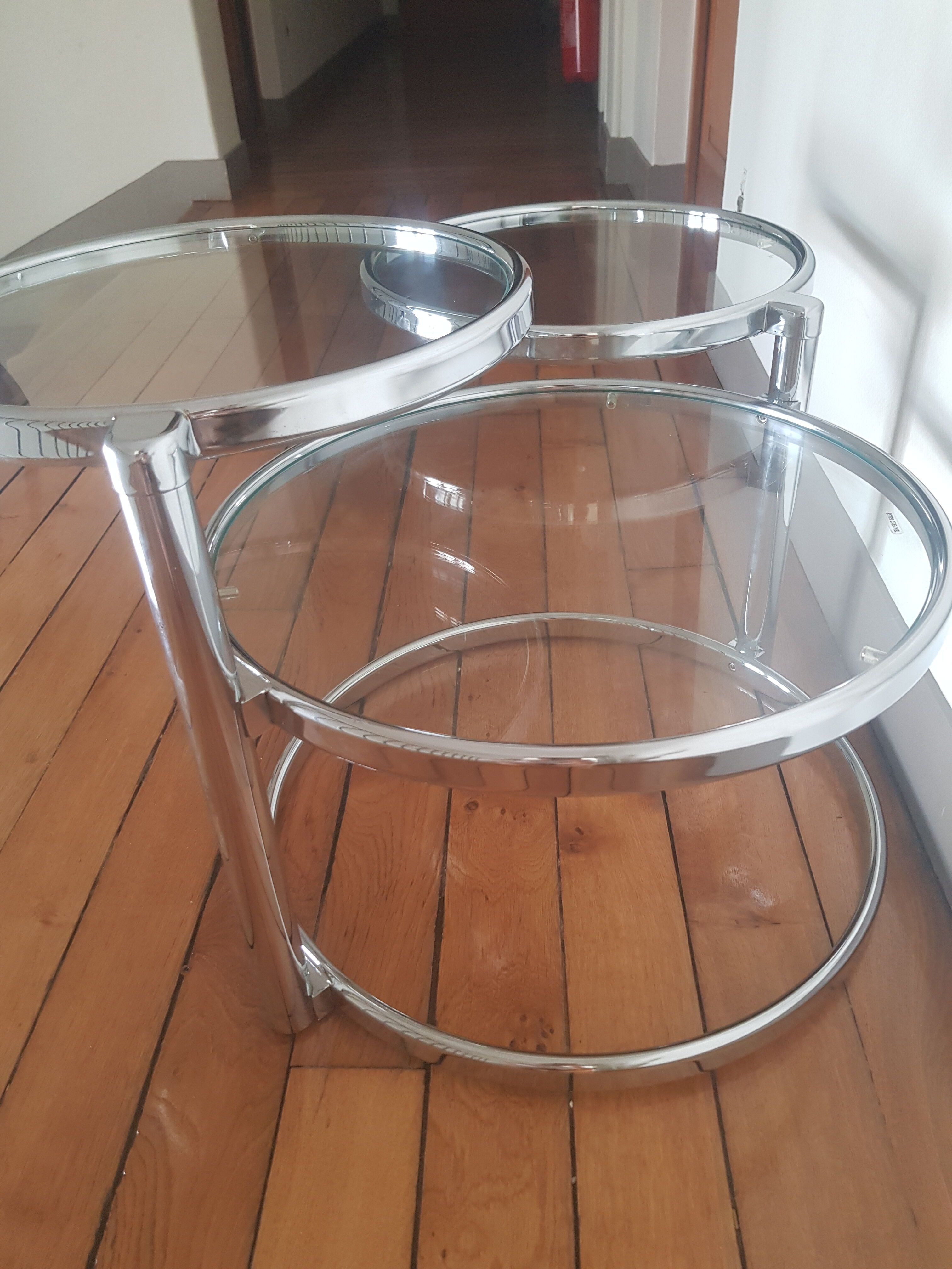 Glass and chrome coffee table